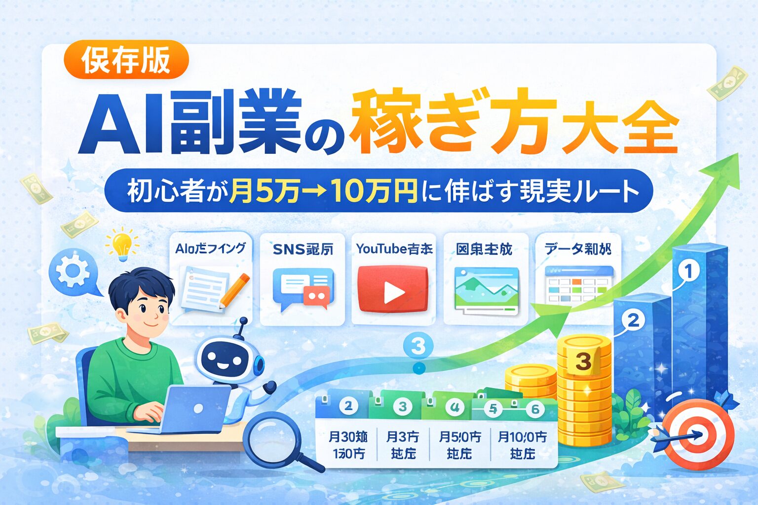 【保存版】AI副業の稼ぎ方大全｜初心者が月5万→10万円に伸ばす方法